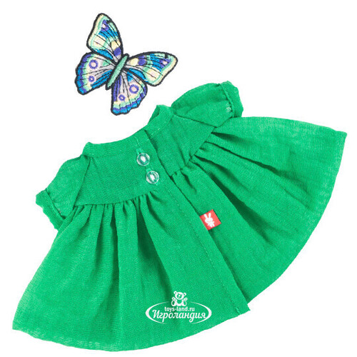 Одежда для Зайки Ми 23 см - Зеленое платье с синими пуговицами Budi Basa