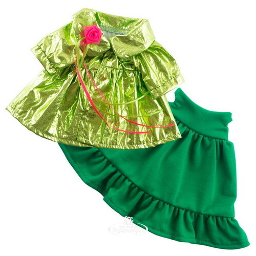 Одежда для Зайки Ми 32 см - Зеленое платье и блестящий плащ Budi Basa