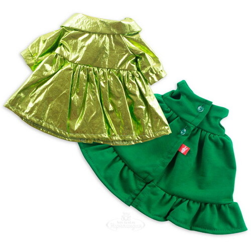 Одежда для Зайки Ми 25 см - Зеленое платье и блестящий плащ Budi Basa