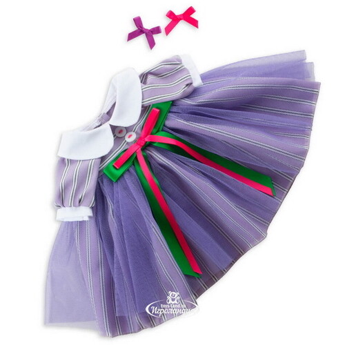 Одежда для Зайки Ми 32 см - Платье лиловое в полоску Budi Basa