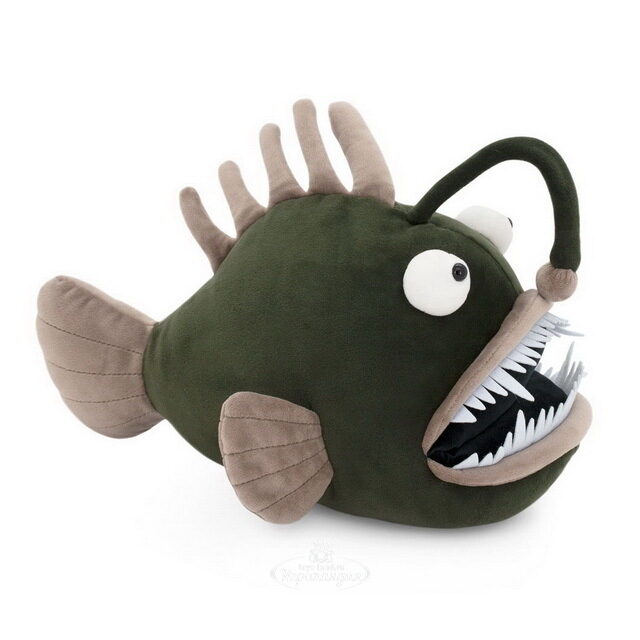 Мягкая игрушка-подушка Рыба Удильщик Саймон 35 см с кармашком для рук, Ocean Collection Orange Toys