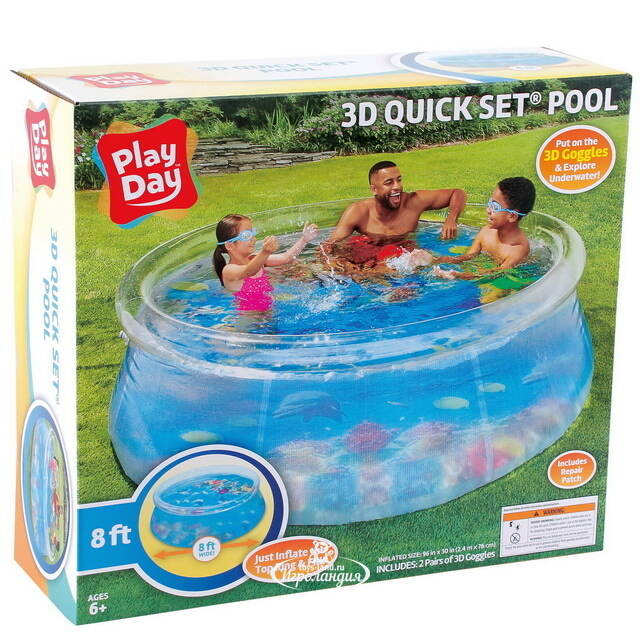 Надувной бассейн Quick Set (Квик Сет) 244*76 см, с 3D очками Summer Waves (Саммер Вэйвс)