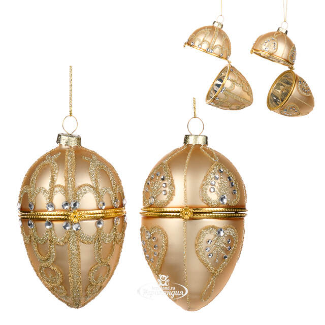 Стеклянная елочная игрушка Яйцо-шкатулка - Ouverture Bijoux 9 см Goodwill