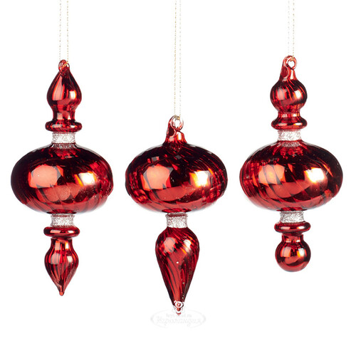 Набор стеклянных елочных игрушек Arellano Lucero 15 см красный, 12 шт, подвеска Goodwill