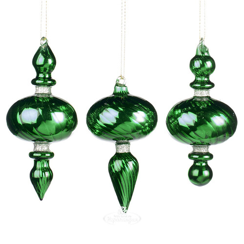 Набор стеклянных елочных игрушек Arellano Lucero 15 см зеленый, 12 шт, подвеска Goodwill