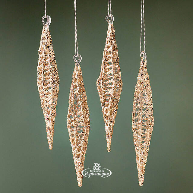 Набор стеклянных елочных игрушек Сосульки Rossendo 15 см, 4 шт, подвеска Goodwill