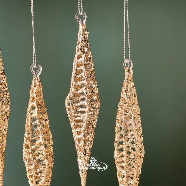 Набор стеклянных елочных игрушек Сосульки Rossendo 15 см, 4 шт, подвеска Goodwill