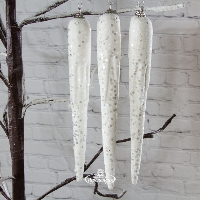 Елочная игрушка Сосулька - Снежные Трели Sella Ronda 25 см, 3 шт, подвеска Peha (Пеха)