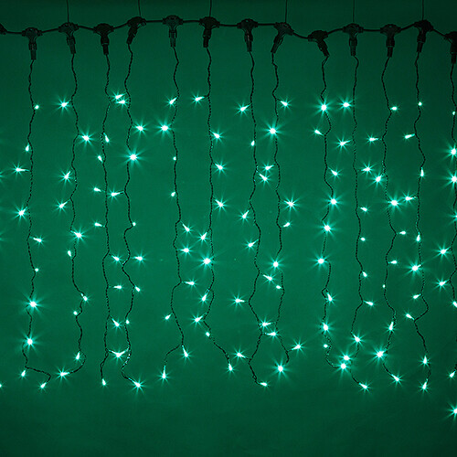 Светодиодный занавес Quality Light 2*1 м, 200 зеленых LED ламп, черный ПВХ, соединяемый, IP44 BEAUTY LED
