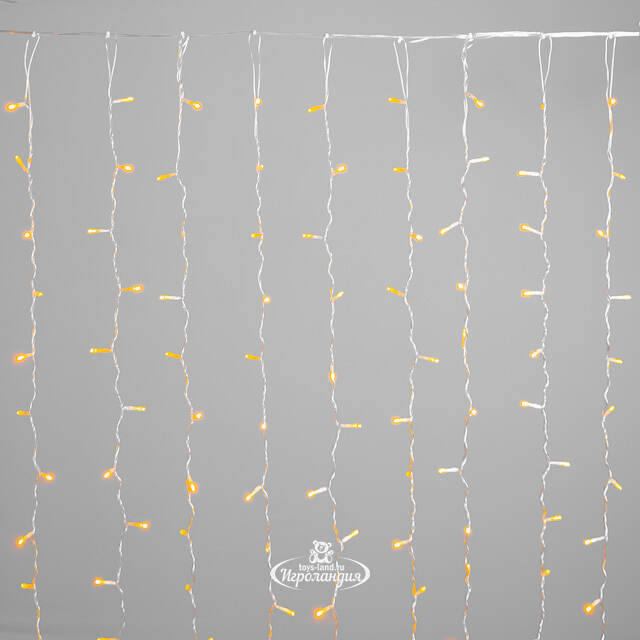Гирлянда штора Quality Light 2*2 м, 400 желтых LED, прозрачный ПВХ, соединяемая, IP54 BEAUTY LED