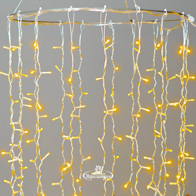 Гирлянда штора Quality Light 2*2 м, 400 желтых LED, прозрачный ПВХ, соединяемая, IP54 BEAUTY LED