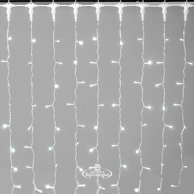 Светодиодный занавес Quality Light 2*2 м, 400 холодных белых LED ламп, мерцание, прозрачный ПВХ, соединяемый, IP44 BEAUTY LED