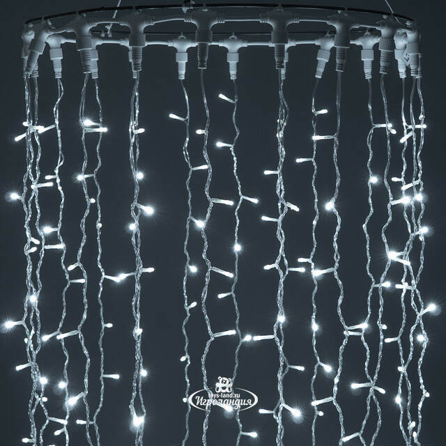 Светодиодный занавес Quality Light 2*2 м, 400 холодных белых LED ламп, мерцание, прозрачный ПВХ, соединяемый, IP44 BEAUTY LED