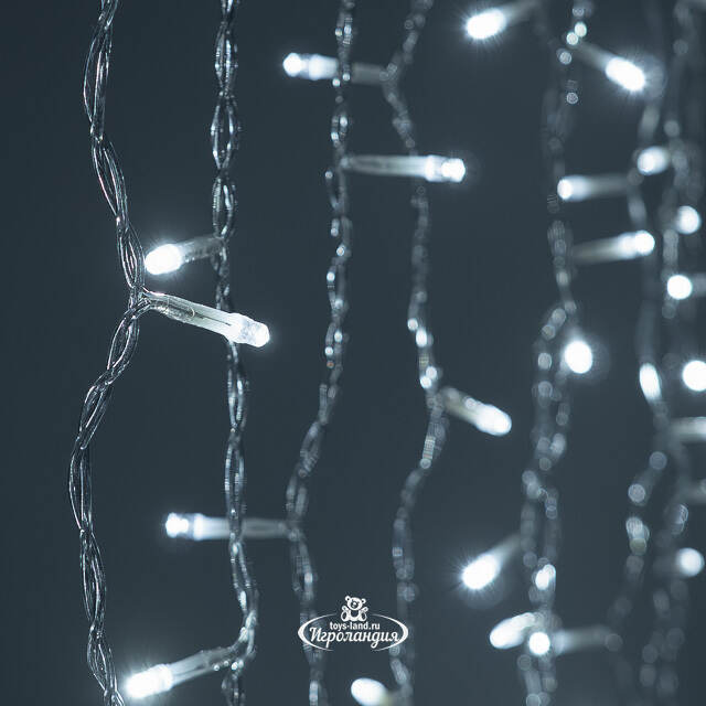 Светодиодный занавес Quality Light 2*2 м, 400 холодных белых LED ламп, мерцание, прозрачный ПВХ, соединяемый, IP44 BEAUTY LED