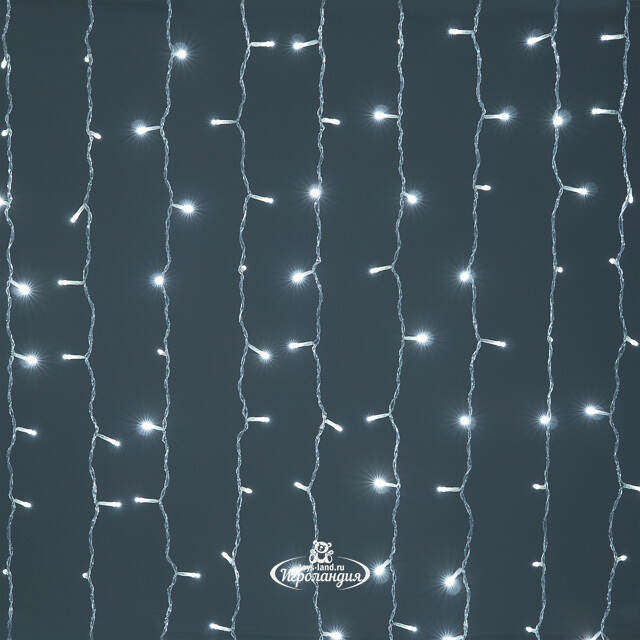 Светодиодный занавес Quality Light 2*2 м, 400 холодных белых LED ламп, мерцание, прозрачный ПВХ, соединяемый, IP44 BEAUTY LED