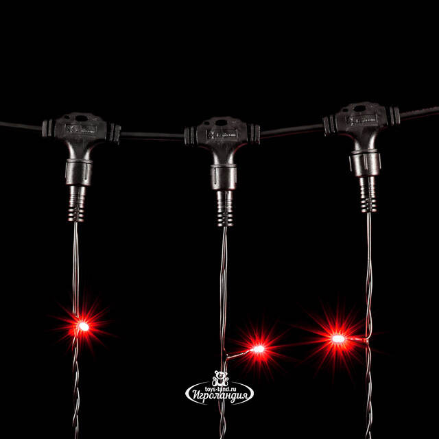 Светодиодный занавес Quality Light 2*3 м, 600 красных LED ламп, черный ПВХ, соединяемый, IP44 BEAUTY LED