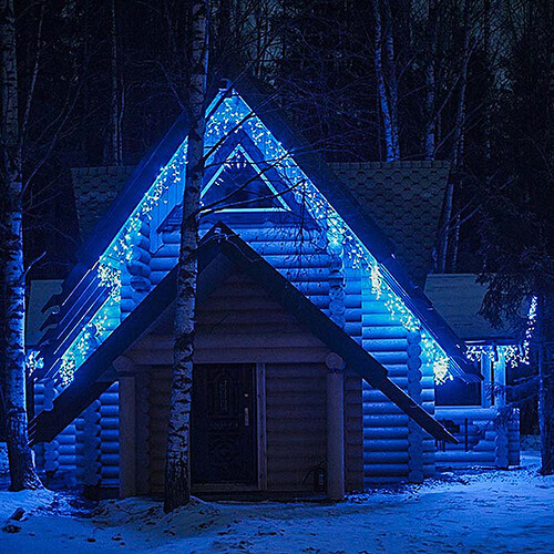 Светодиодная бахрома Quality Light 3.1*0.5 м, 150 синих LED, холодное мерцание, прозрачный ПВХ, соединяемая, IP44 BEAUTY LED