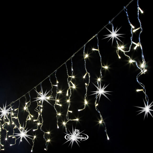 Светодиодная бахрома Quality Light 3.1*0.5 м, 150 теплых белых LED ламп, мерцание, прозрачный ПВХ, соединяемая, IP44 BEAUTY LED (Бьюти Лэд)