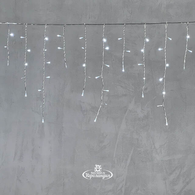 Светодиодная бахрома Quality Light 3.1*0.5 м, 150 холодных белых LED, мерцание, прозрачный ПВХ, соединяемая, IP44 BEAUTY LED