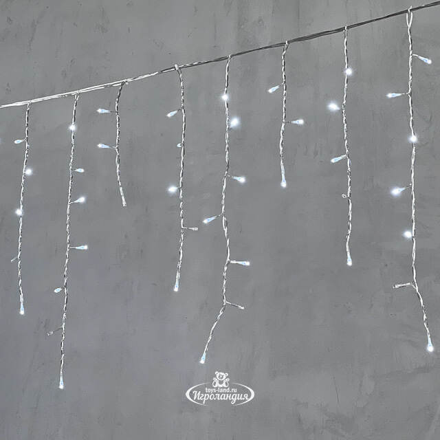 Светодиодная бахрома Quality Light 3.1*0.5 м, 150 холодных белых LED, мерцание, прозрачный ПВХ, соединяемая, IP44 BEAUTY LED