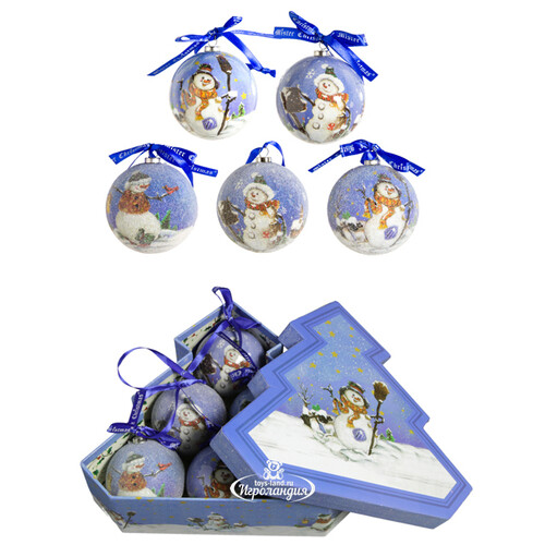 Набор шаров папье-маше в подарочной коробке Новогодние Снеговички 7.5 см, 6 шт Mister Christmas