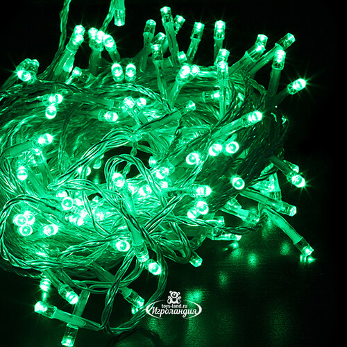 Светодиодная гирлянда Quality Light 100 зеленых LED ламп 10 м, прозрачный ПВХ, соединяемая, IP44 BEAUTY LED