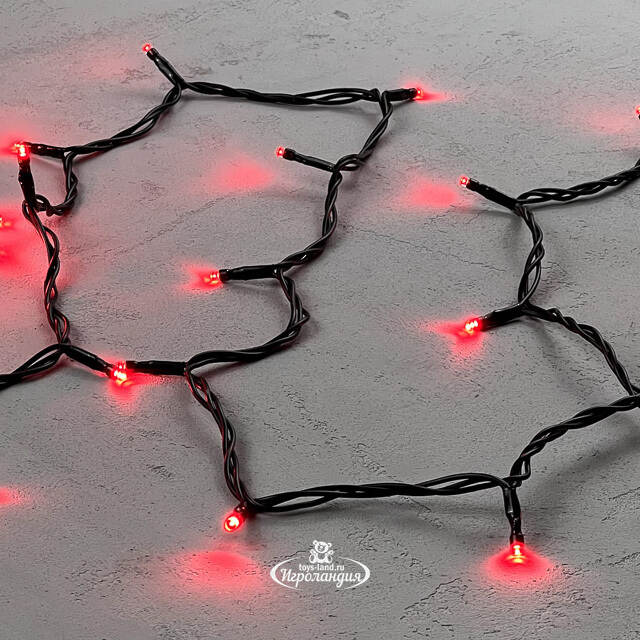 Светодиодная гирлянда Quality Light 100 красных LED ламп 10 м, с мерцанием, черный ПВХ, соединяемая, IP44 BEAUTY LED (Бьюти Лэд)