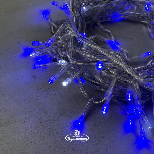 Светодиодная гирлянда 24V Quality Light 100 синих LED ламп 10 м, с мерцанием, прозрачный ПВХ, соединяемая, IP44 BEAUTY LED