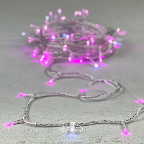 Светодиодная гирлянда 24V Quality Light 100 розовых LED ламп 10 м, с мерцанием, прозрачный ПВХ, соединяемая, IP44 BEAUTY LED