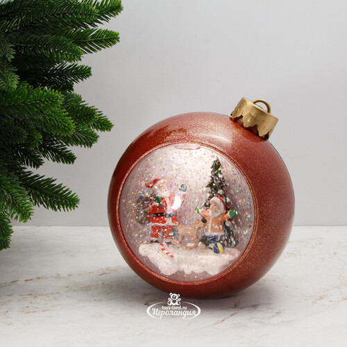 Светящийся снежный шар Санта-Клаус - В ожидании Нового Года 16 см, на батарейках Peha