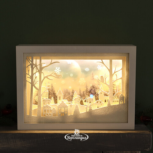 Новогодний светильник с музыкой Волшебный лик Штутгарта 30*22 см на батарейках Peha