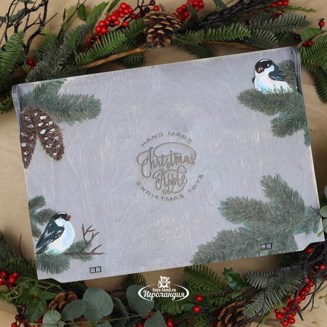 Деревянный подарочный ящик Wood Line: Grey 36 см Christmas Apple