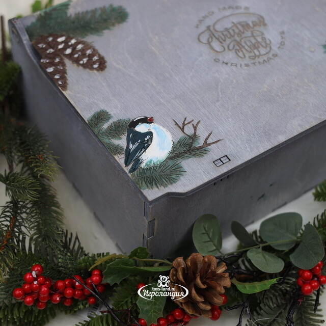 Деревянный подарочный ящик Wood Line: Grey 36 см Christmas Apple