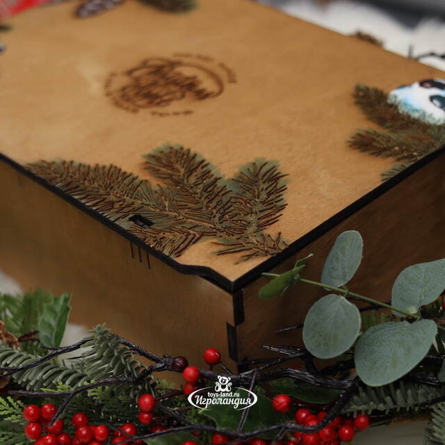 Деревянный подарочный ящик Wood Line: Brown 36 см Christmas Apple