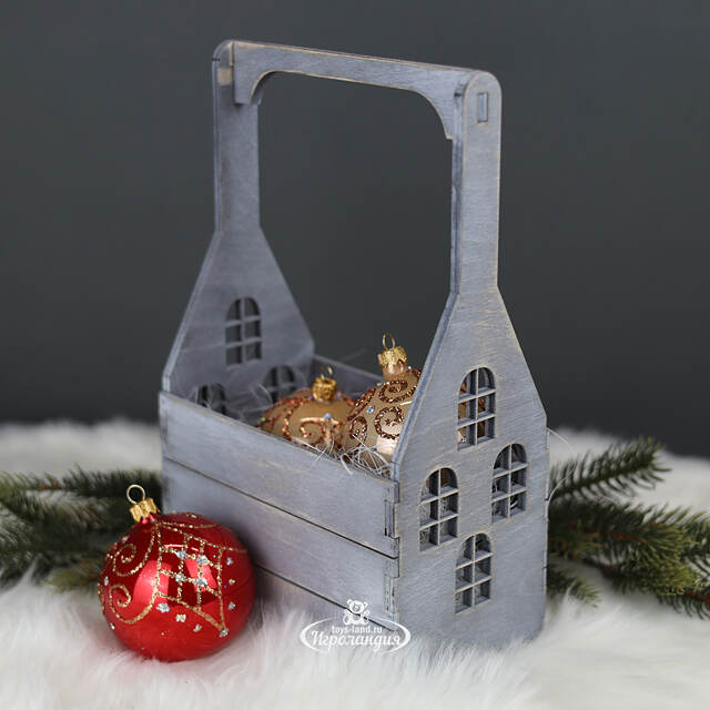 Декоративный ящик с ручкой Домик Алсмер 30*18 см Christmas Apple