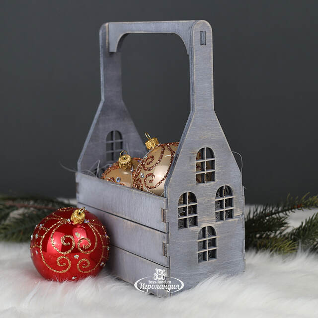 Декоративный ящик с ручкой Домик Алсмер 26*17 см Christmas Apple (Кристмас Эпл)