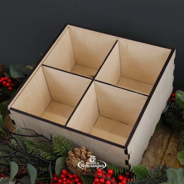 Подарочная коробка Wood Line 24 см, для елочных игрушек до 10 см (на 4 шт) Christmas Apple
