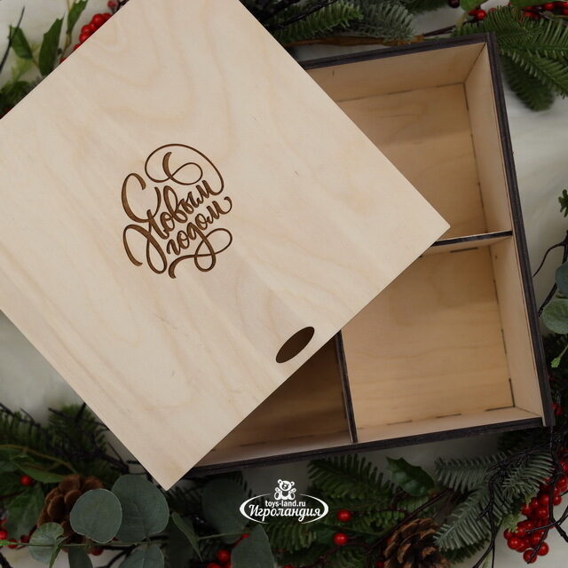 Подарочная коробка Wood Line 24 см, для елочных игрушек до 10 см (на 4 шт) Christmas Apple