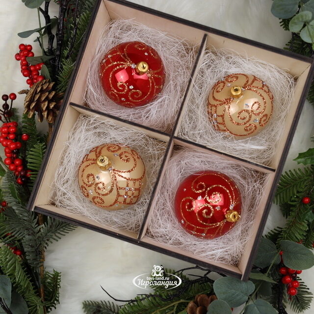 Подарочная коробка Wood Line 24 см, для елочных игрушек до 10 см (на 4 шт) Christmas Apple