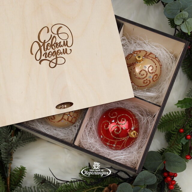 Подарочная коробка Wood Line 24 см, для елочных игрушек до 10 см (на 4 шт) Christmas Apple