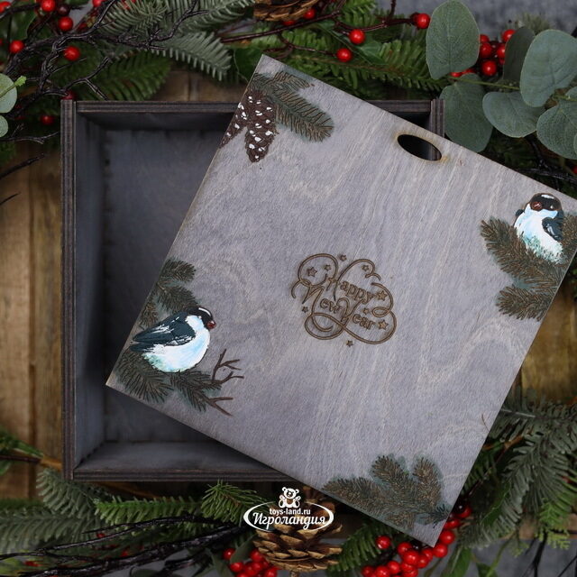 Подарочная коробка Wood Line 21 см, для елочных игрушек до 8.5 см (на 4 шт) Christmas Apple