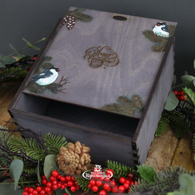 Подарочная коробка Wood Line 21 см, для елочных игрушек до 8.5 см (на 4 шт) Christmas Apple