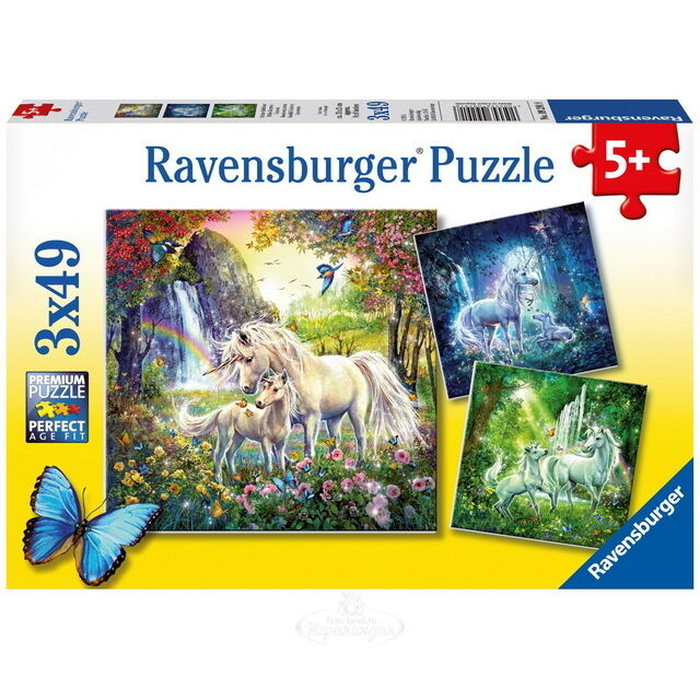 Набор пазлов для малышей Единороги, 49 элементов, 3 шт Ravensburger