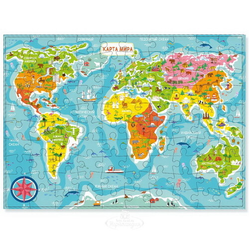 Пазл Карта мира 100 элементов 46*64 см DoDo