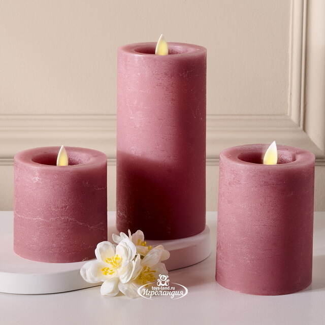 Светодиодная свеча с имитацией пламени Аревалло 15 см, розовая, батарейка Peha (Пеха)