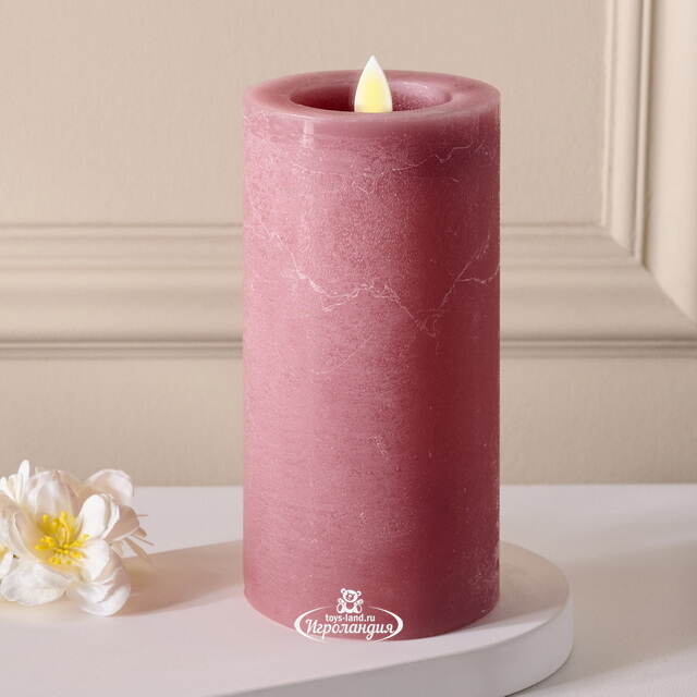 Светодиодная свеча с имитацией пламени Аревалло 15 см, розовая, батарейка Peha (Пеха)
