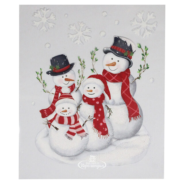 Новогодняя наклейка на окно Snowman Family 29*35 см Peha