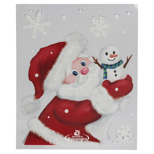 Новогодняя наклейка на окно Merry Christmas - The Snowman King 29*35 см Peha