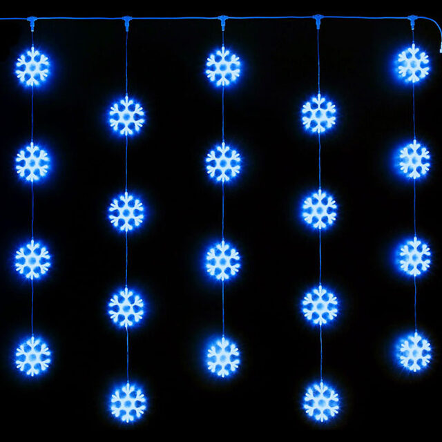 Светодиодный занавес Синие Снежинки 2*2 м, прозрачный СИЛИКОН+ПВХ, соединяемый, IP54 Rich Led