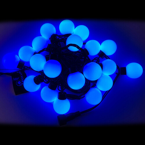 Светодиодная гирлянда Большие Шарики 40 мм 20 синих LED ламп 5 м, черный ПВХ, соединяемая, IP54 Rich Led